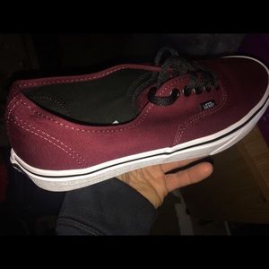 Maroon black and white vans new/worn 1 hour